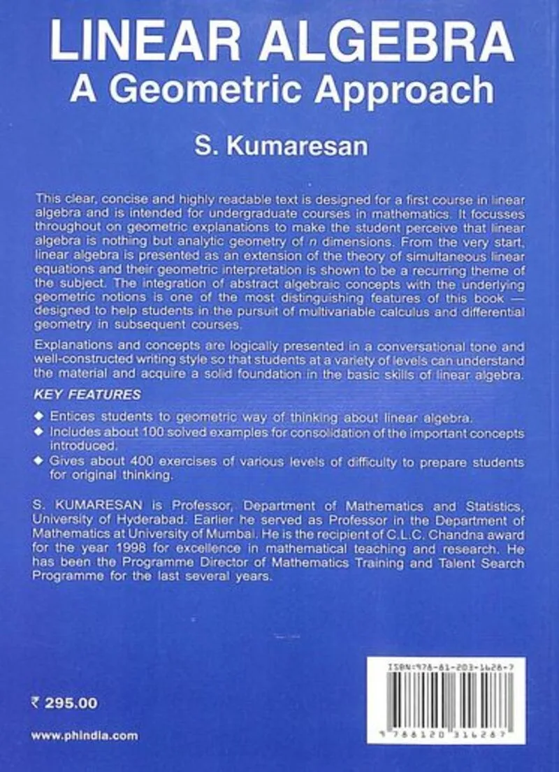 Linear Algebra A geometric Approach Kumaresan 1 Linear Algebra A geometric Approach Kumaresan 2